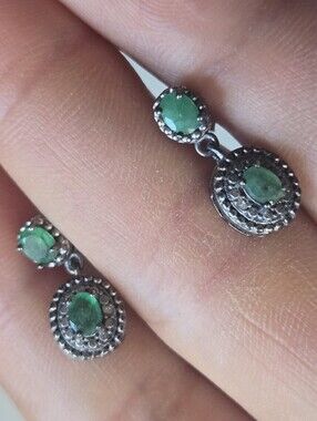Sterling & Emerald Drop Earrings